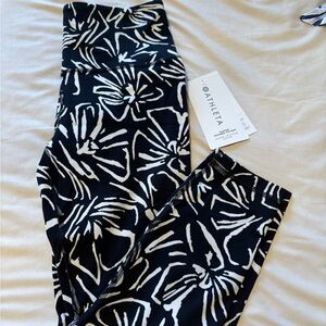 Athleta Elation 7/8 Black and White Floral Leggings